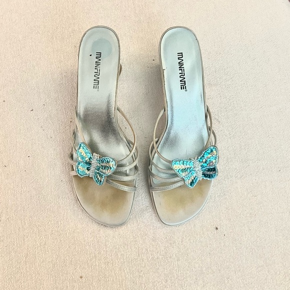 Kitten Heels with Blue Butterfly - Picture 1 of 3